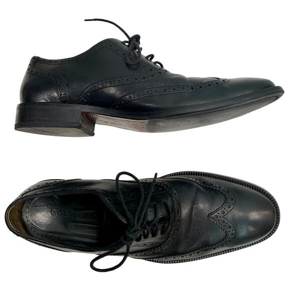 Cole Haan Men\'s Black Leather Wingtip Oxfords Brogues | 9.5 M main image 5